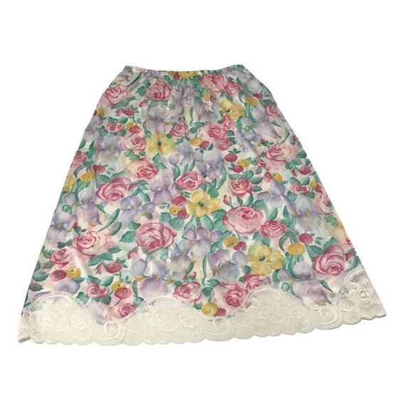 Vanity Fair Pink Midi Slip Vintage Made In U.S.A Rose Print Size Small - Picture 4 of 8